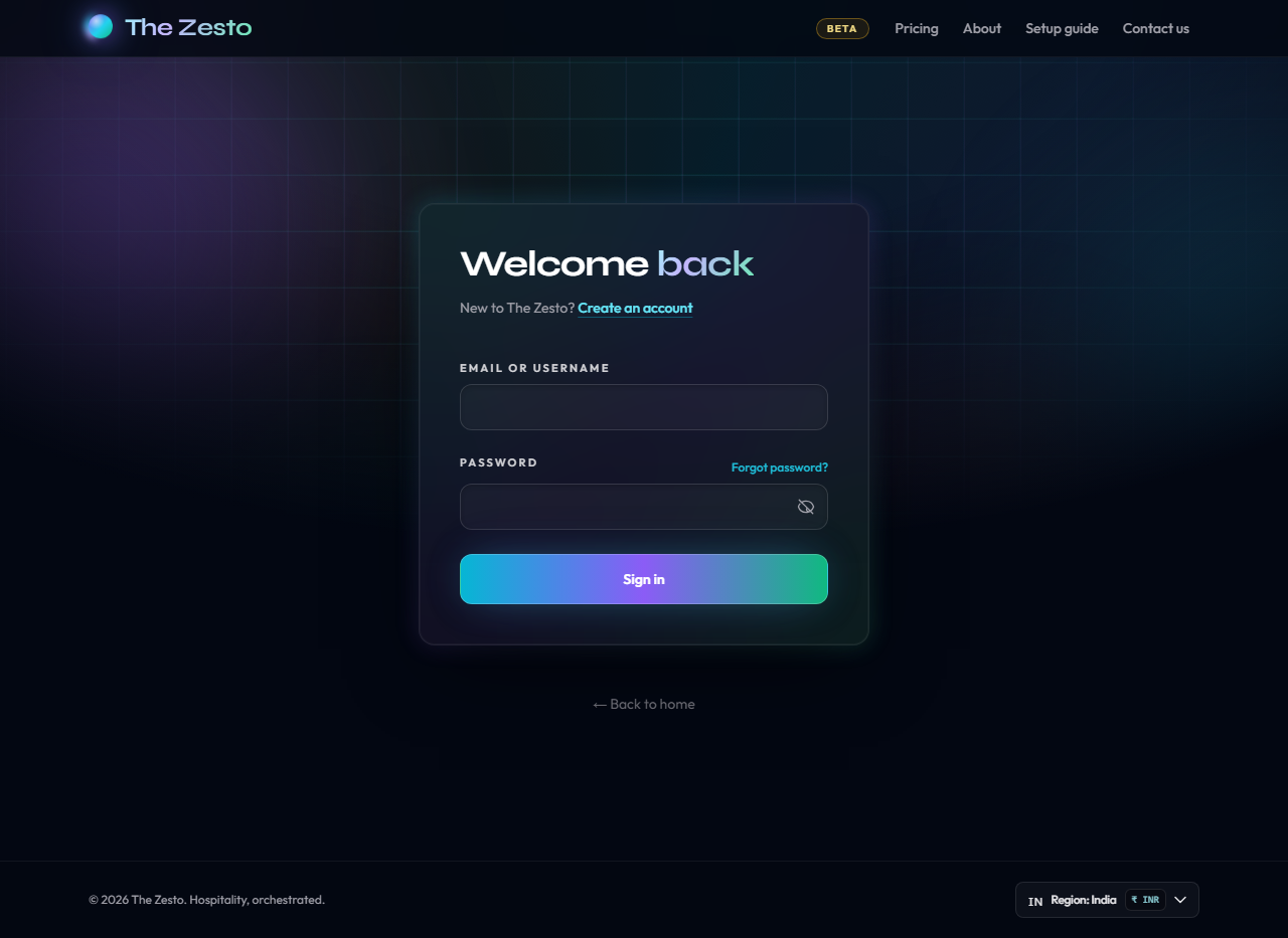 Login form titled Welcome back with email and password